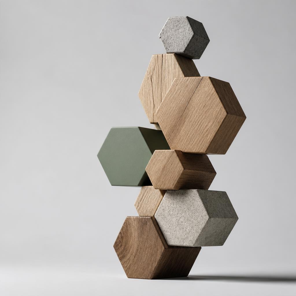 Modular hexagonal sculpture representing connected business systems